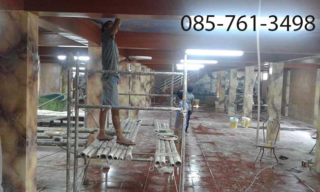 giả đá cột vuông trong nhà