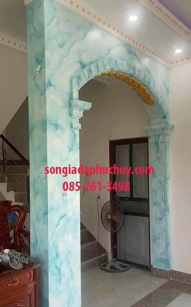 cột giả đá màu xanh