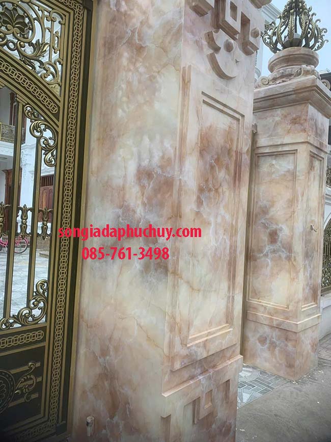 hoàn thiện giả đá cột cổng