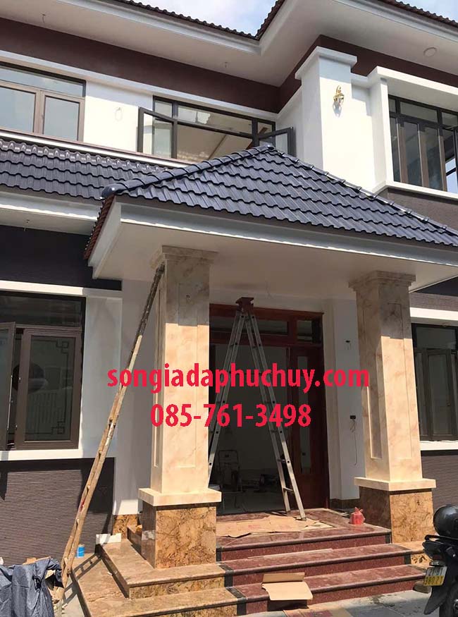 vẽ cột giả đá mặt tiền
