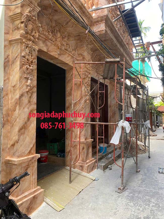 mặt tiền vẽ giả đá