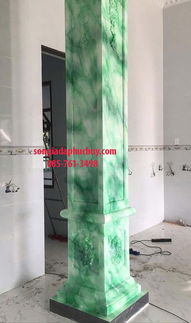 cột màu xanh sơn giả đá