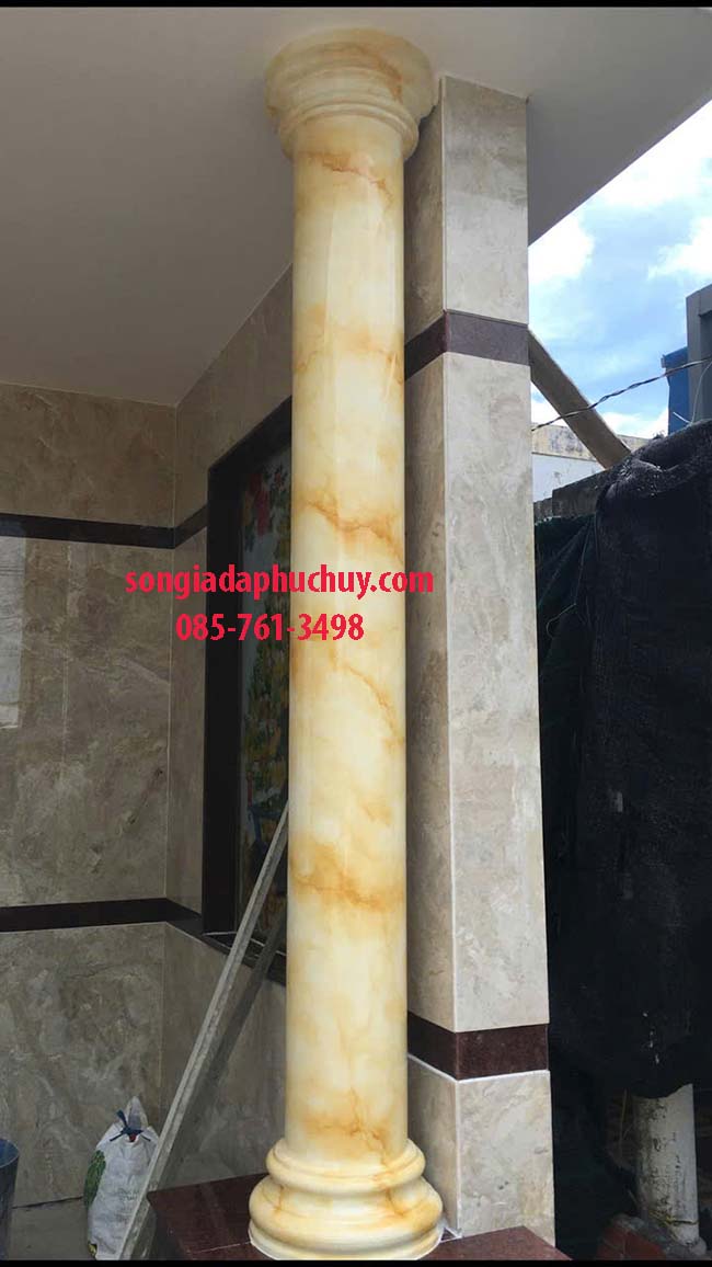 cột tròn vẽ vân đá