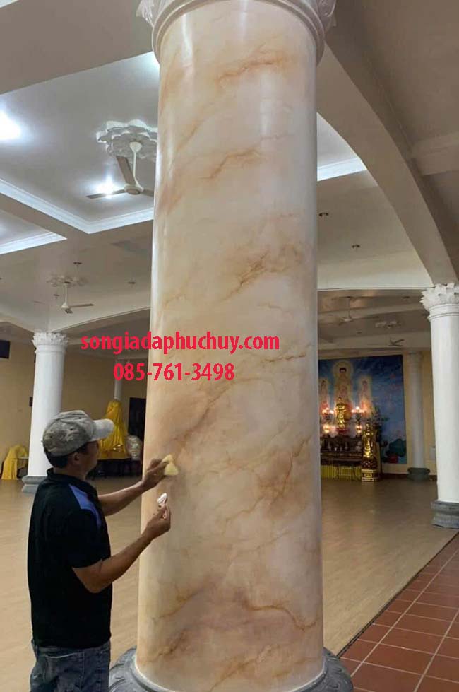 sơn giả đá cẩm thạch cao cấp tại chùa