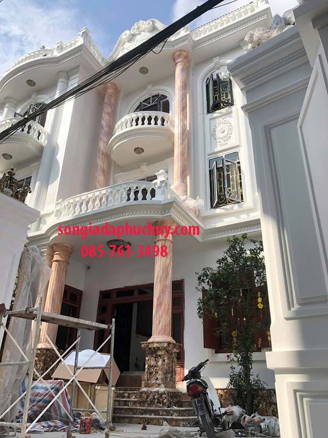 giả đá cột tròn biệt thự