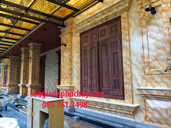 mặt tiền vẽ vân đá