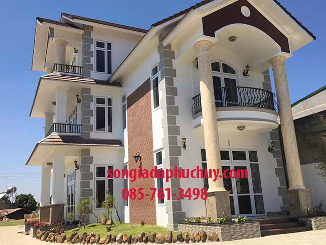 cột mặt tiền vẽ giả đá