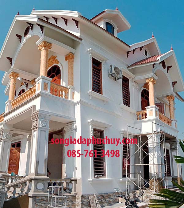trang trí cột tròn giả đá