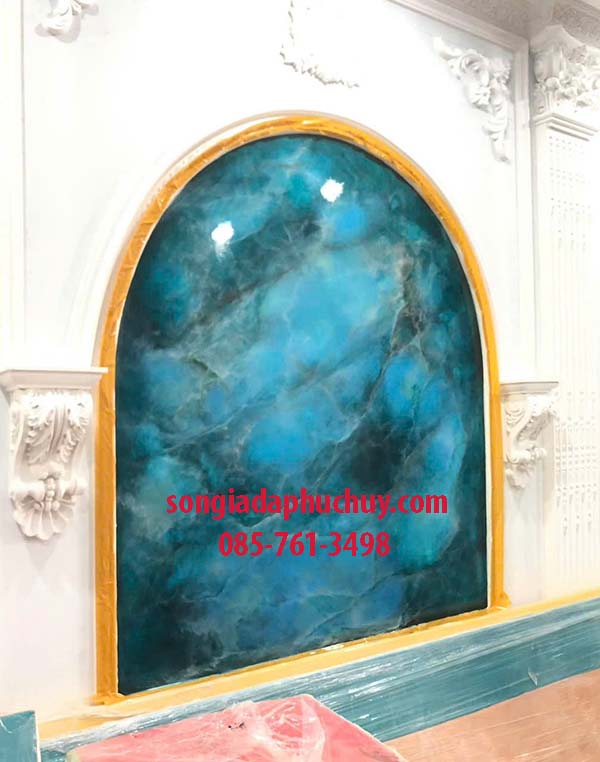 thi công giả đá cẩm thạch màu xanh