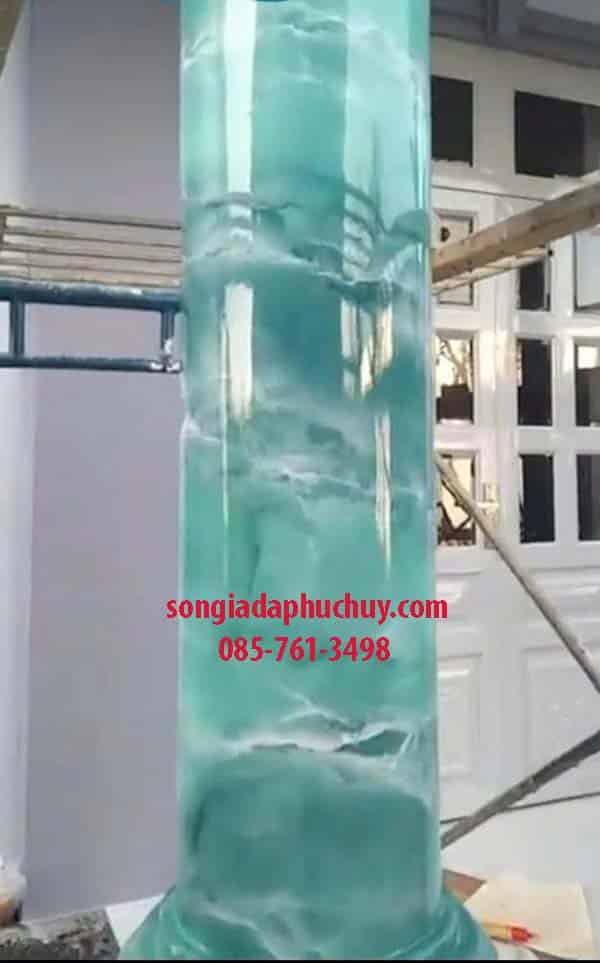 sơn cột giả đá màu xanh