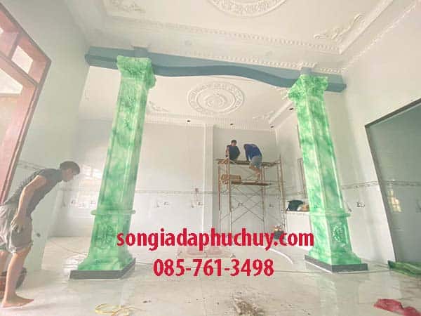 cột giả đá màu xanh