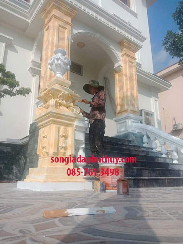 thi công giả đá trụ cổng