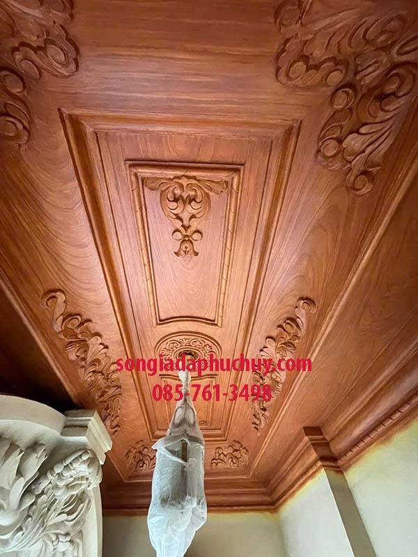 thi công sơn giả gỗ trần nhà