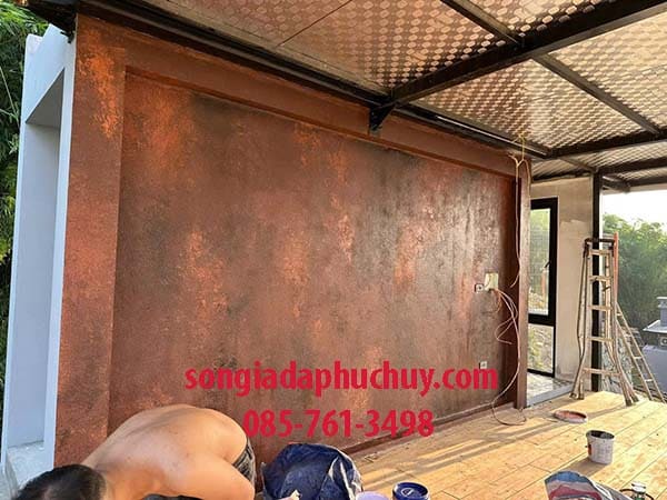 thi công hiệu ứng rỉ sét