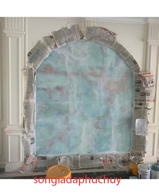 mẫu tường trong nhà sơn giả đá