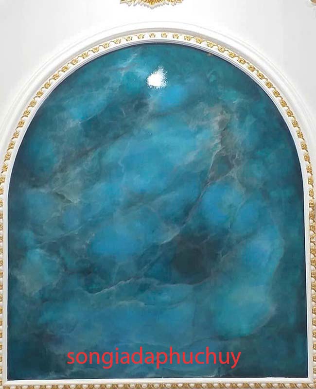 giả đá cẩm thạch xanh trên tường