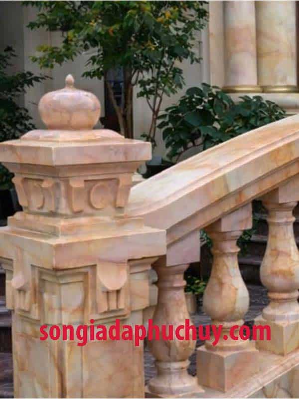 lan can ngoài trời sơn đá cẩm thạch đẹp