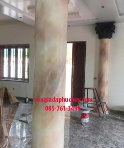 Cột sơn giả đá màu vàng – Đẹp sang, thi công nhanh 24/7