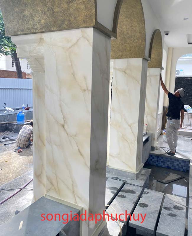 cột vuông sơn giả đá marble cẩm thạch