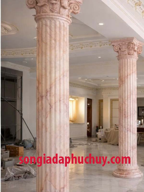 mẫu cột tròn sơn đá cẩm thạch xám hồng đẹp