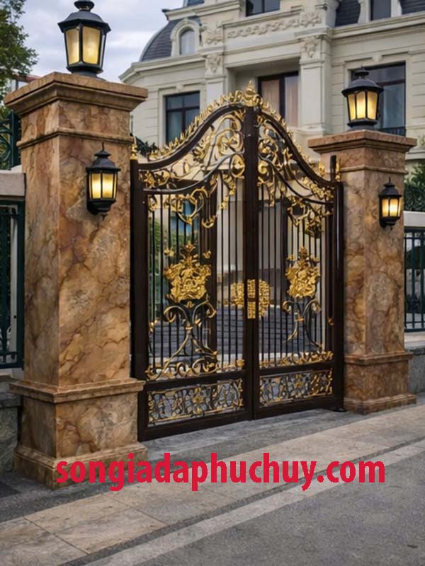 mẫu cột cổng sơn đá granite đẹp