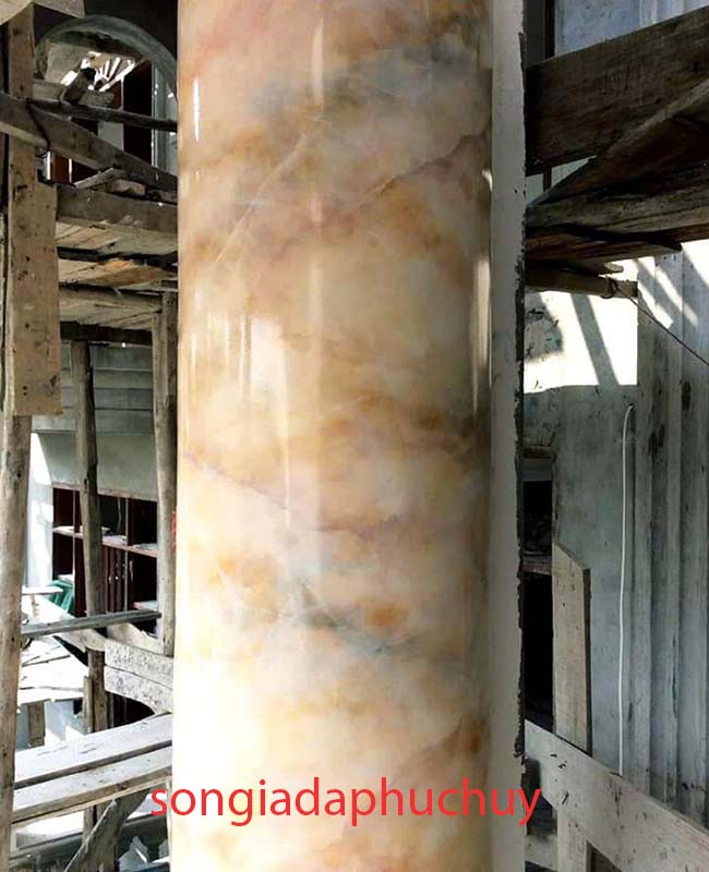 Thi công sơn giả đá 3d cột tròn
