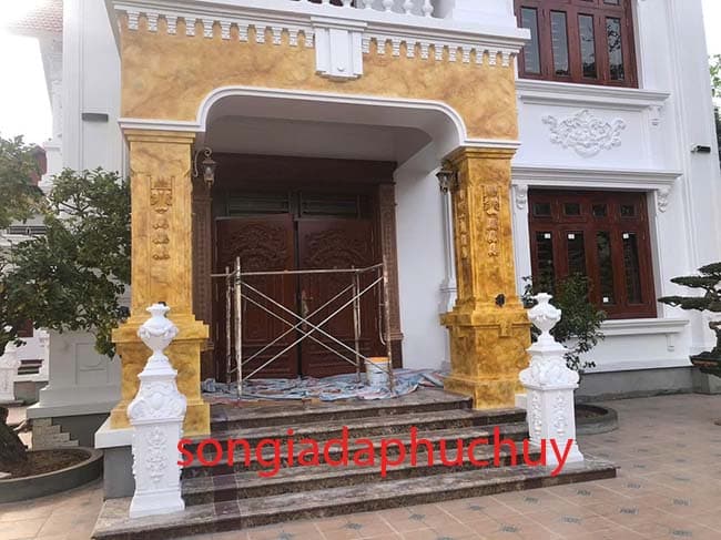 thi công sơn giả đá mặt tiền