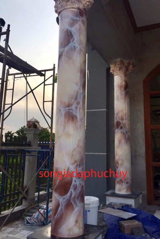 cột tròn sơn giả đá 3d