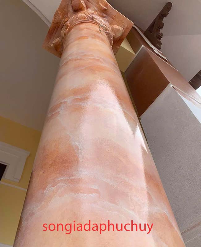 cột sơn giả đá vân mây ngoài trời