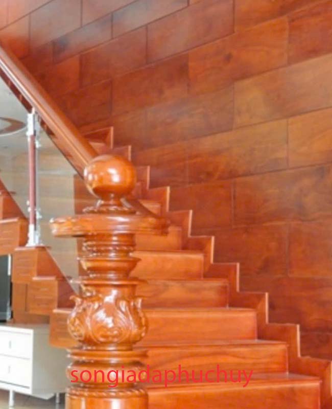 cầu thang sơn giả vân gỗ đẹp