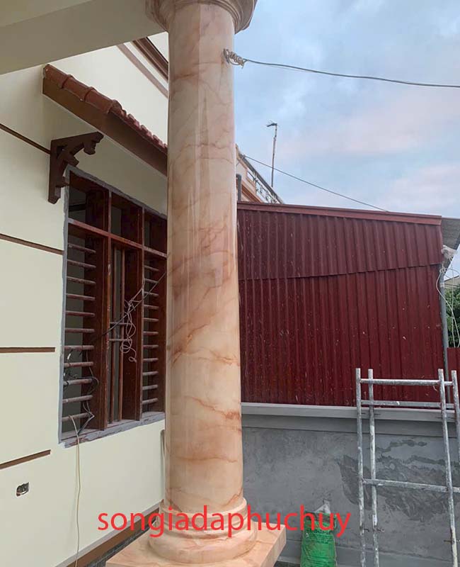 cột tròn sơn giả vân đá 3d