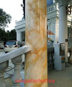 Cột Tròn Sơn Giả Đá Màu Vàng – Mẫu Cột Theo Thiết Kế 3D