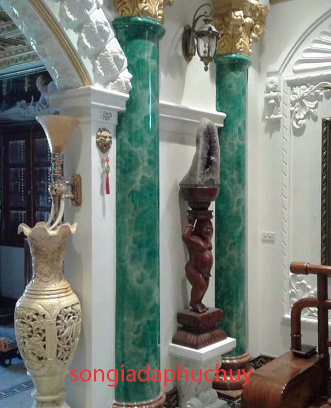 cột nội thất sơn giả đá 3d màu xanh
