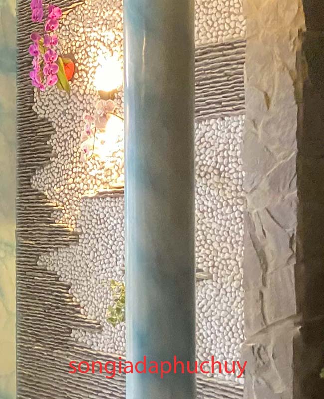 cột trong nhà sơn giả vân đá màu xanh