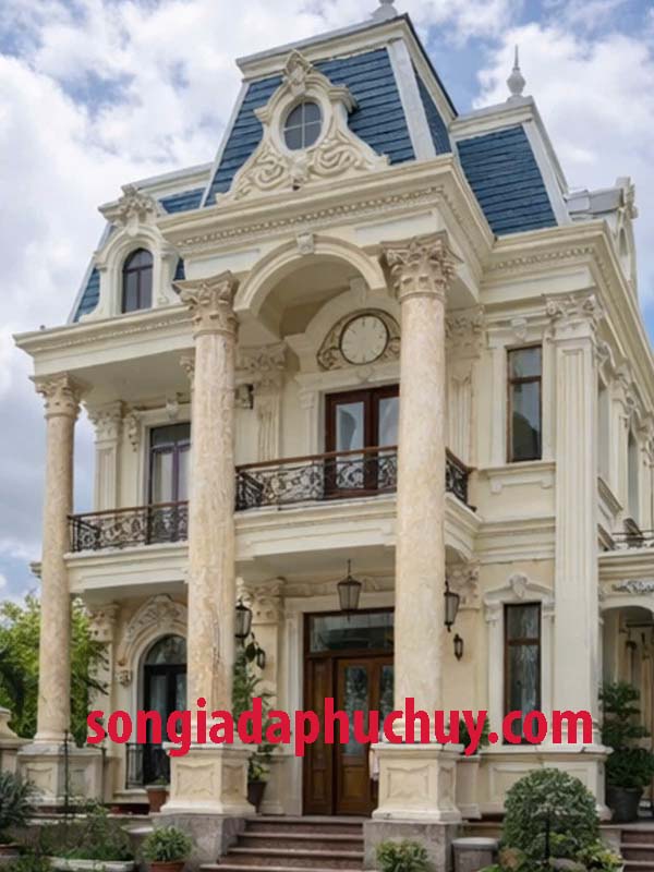 cột mặt tiền biệt thự sơn giả đá đẹp