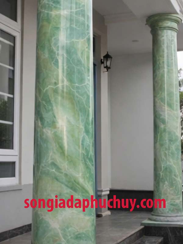 sơn cột tròn giả đá màu xanh ngọc sang trọng