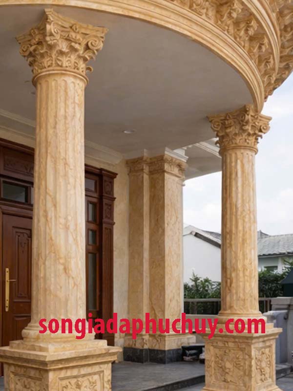 mẫu giả đá màu nâu vàng tinh tế cho mặt tiền