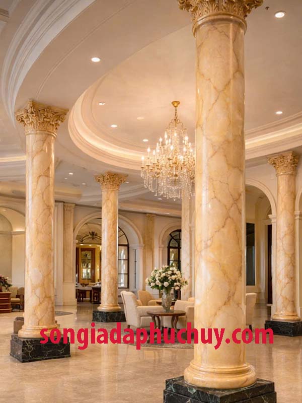 mẫu sơn giả đá đẹp cho khu vực tiếp khách của nhà hàng