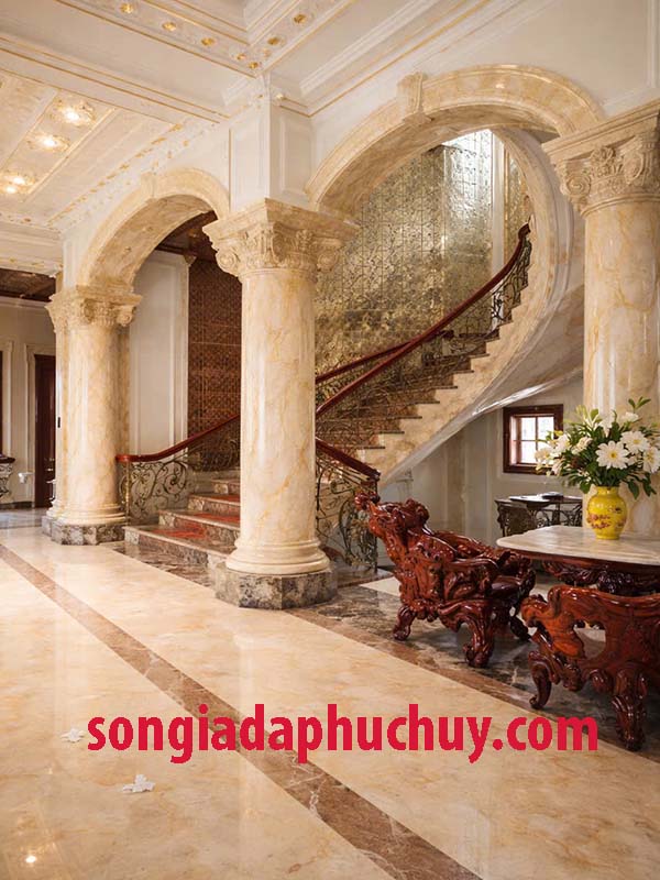 mẫu cột sơn giả đá cho không gian nội thất khách sạn