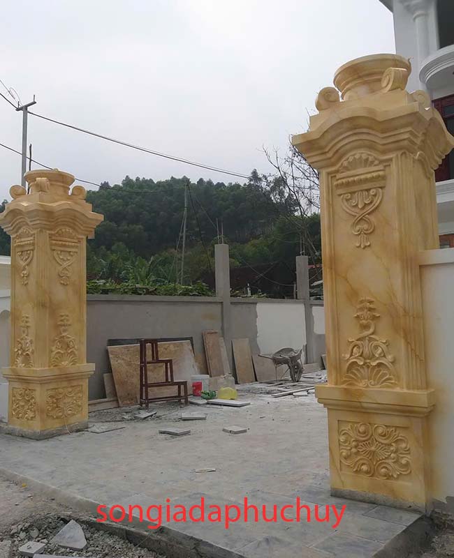 trụ cổng sơn giả vân đá cẩm thạch