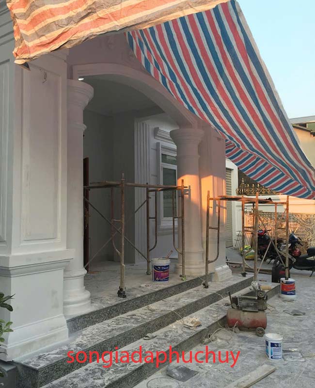 thi công sơn giả đá marble mặt tiền