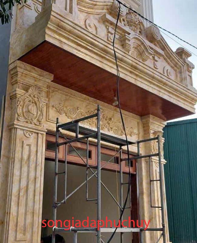 cột mặt tiền sơn giả vân đá 3d đẹp