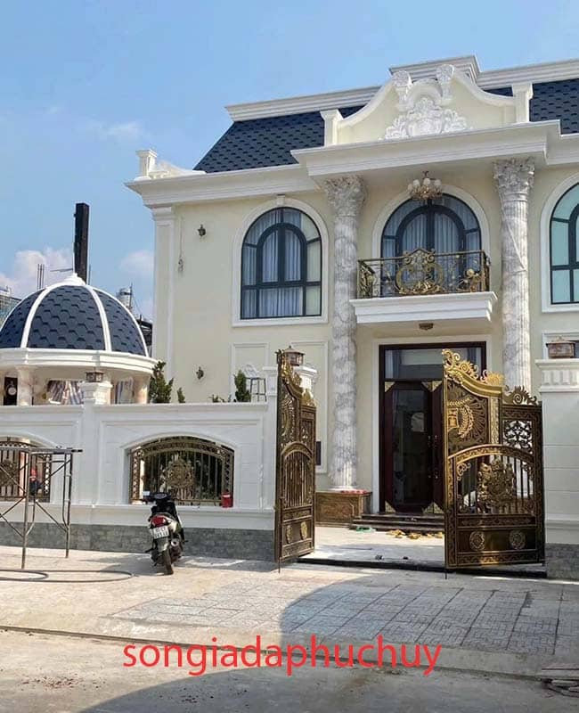 cột mặt tiền nhà phố sơn giả đá vân 3d đẹp