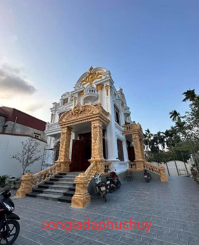 mẫu biệt thự sơn giả đá 3 d cho mặt tiền