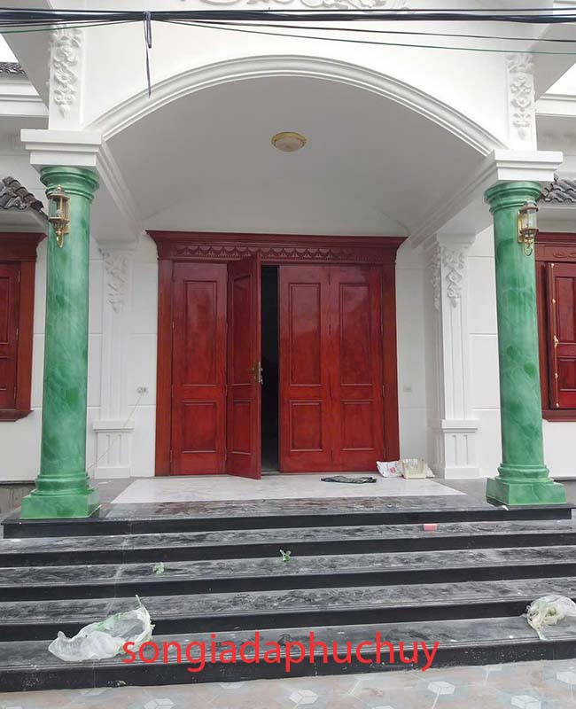 mẫu cột giả đá 3d màu xanh đẹp