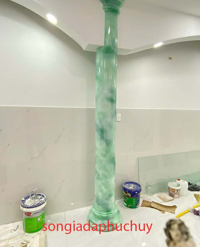 sơn giả đá 3d màu xanh cho cột tròn
