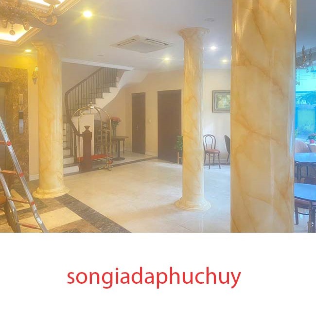 cột phòng khách sơn giả đá 3d