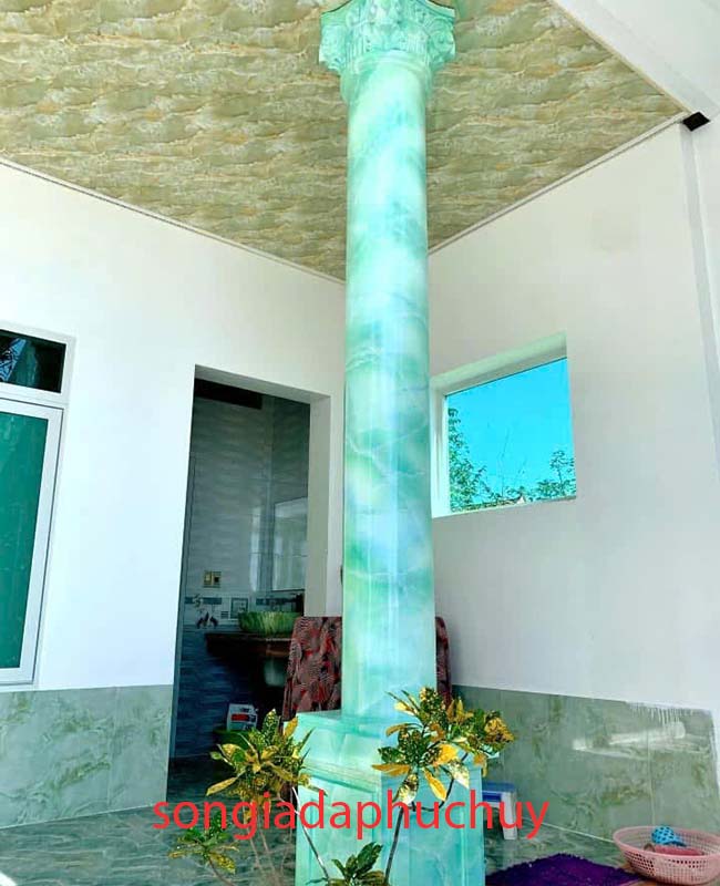 cột sơn giả đá cẩm thạch 3d màu xanh