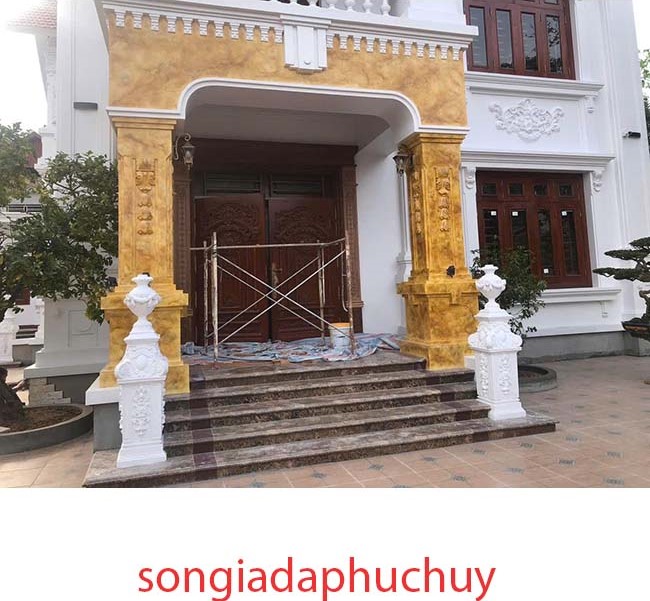 sơn giả đá cẩm thạch cột vuông ngoài trời