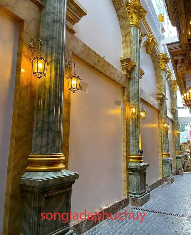 cột giả đá màu xanh vân cẩm thạch